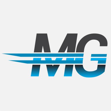 İlk logo MG şirketi adı siyah-mavi, Basit ve Modern Logo Tasarımı.