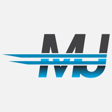İlk logo MJ şirketi adı siyah-mavi, Basit ve Modern Logo Tasarımı.