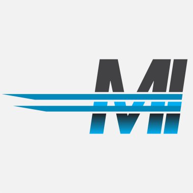 İlk logo MI şirketi adı siyah-mavi, Basit ve Modern Logo Tasarımı.