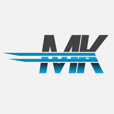 İlk logo MK şirketi adı siyah-mavi, Basit ve Modern Logo Tasarımı.