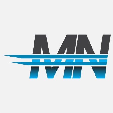 İlk logo MN şirketi adı siyah-mavi, Basit ve Modern Logo Tasarımı.