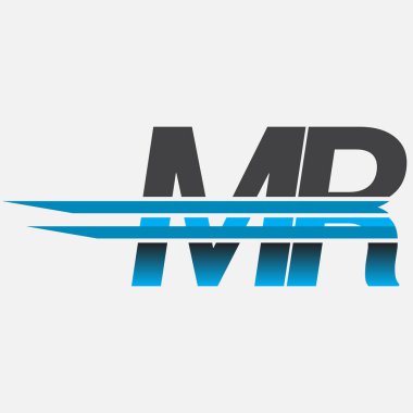 İlk logo MR şirketi adı siyah-mavi, Basit ve Modern Logo Tasarımı.