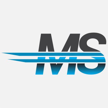 İlk logo MS şirketi adı siyah-mavi, Basit ve Modern Logo Tasarımı.