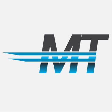 İlk logo MT şirketi adı siyah-mavi, Basit ve Modern Logo Tasarımı.