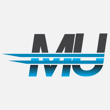 İlk logo MU şirketi adı siyah-mavi, Basit ve Modern Logo Tasarımı.