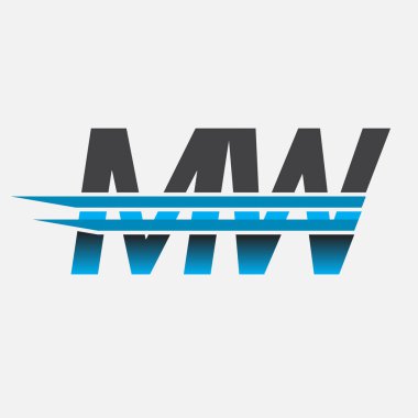 İlk logo MW şirket adı siyah-mavi, Basit ve Modern Logo Tasarımı.