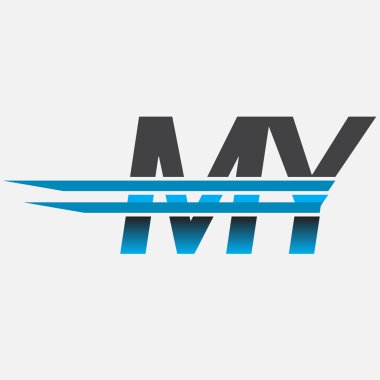 İlk logo Benim şirketimin adı siyah-mavi, basit ve modern logo tasarımı.