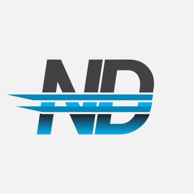 İlk logo ND şirket adı siyah-mavi, Basit ve Modern Logo Tasarımı.