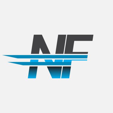 İlk logo NF şirketi adı siyah-mavi, Basit ve Modern Logo Tasarımı.