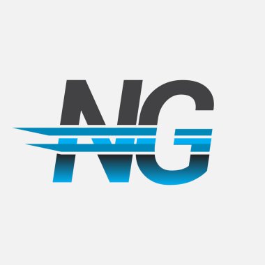 İlk logo NG şirketi adı siyah-mavi, Basit ve Modern Logo Tasarımı.
