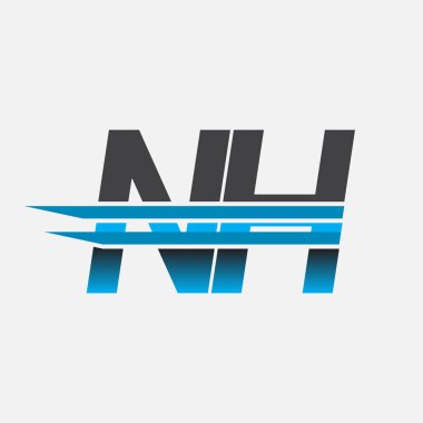 İlk logo NH şirketi adı siyah-mavi, Basit ve Modern Logo Tasarımı.
