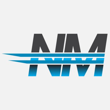 İlk logo NM şirketi adı siyah-mavi, Basit ve Modern Logo Tasarımı.