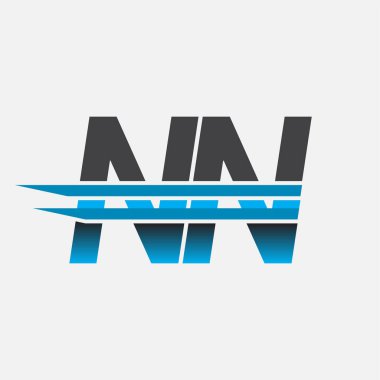 İlk logo NN şirketi adı siyah-mavi, Basit ve Modern Logo Tasarımı.