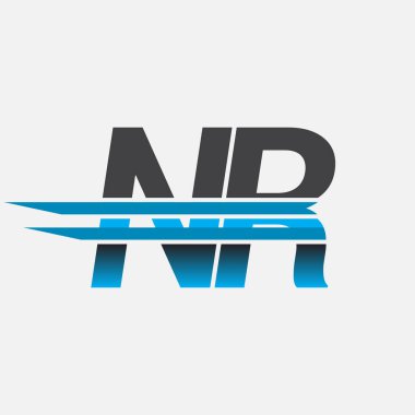 İlk logo NR şirketi adı siyah-mavi, Basit ve Modern Logo Tasarımı.