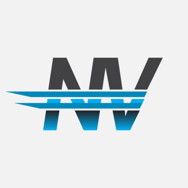 İlk logo NV şirketi adı siyah-mavi, Basit ve Modern Logo Tasarımı.