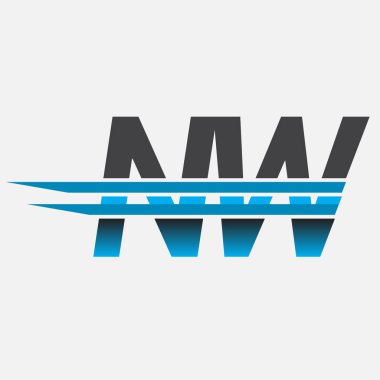 İlk logo NW şirket adı siyah-mavi, Basit ve Modern Logo Tasarımı.