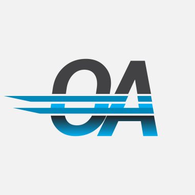 İlk logo OA şirketi adı siyah-mavi, Basit ve Modern Logo Tasarımı.