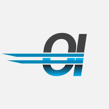 İlk logo OI şirket adı siyah-mavi, Basit ve Modern Logo Tasarımı.