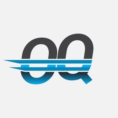 İlk logo OQ şirketi adı siyah-mavi, Basit ve Modern Logo Tasarımı.