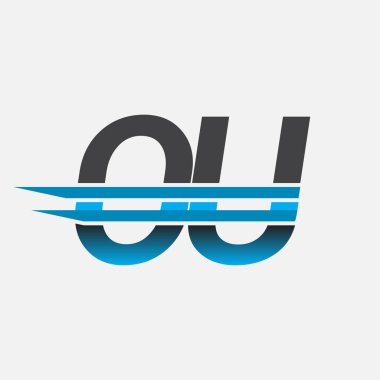 İlk logo OU şirket adı siyah-mavi, Basit ve Modern Logo Tasarımı.