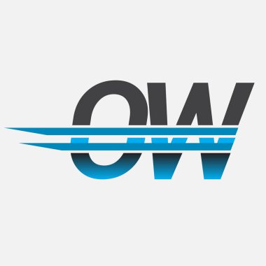 İlk logo OW şirket adı siyah-mavi, Basit ve Modern Logo Tasarımı.