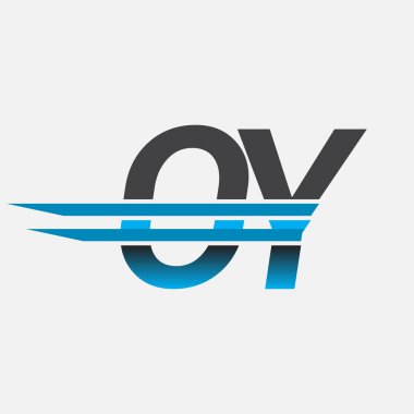 İlk logo OY şirketi adı siyah-mavi, Basit ve Modern Logo Tasarımı.