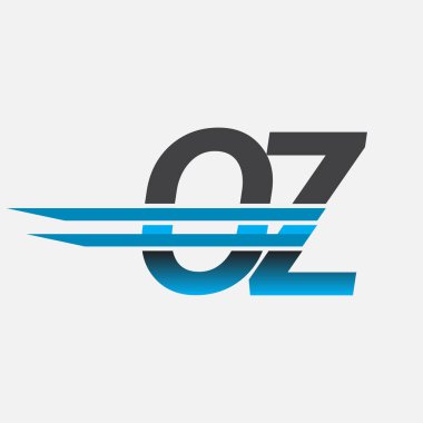 İlk logo OZ şirketi adı siyah-mavi, Basit ve Modern Logo Tasarımı.