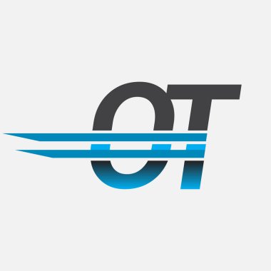 İlk logo OT şirketi adı siyah-mavi, Basit ve Modern Logo Tasarımı.