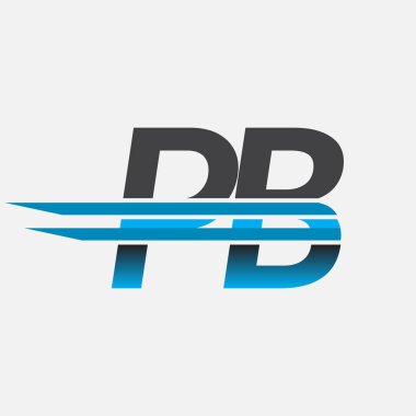 İlk logo PB şirketi adı siyah-mavi, Basit ve Modern Logo Tasarımı.