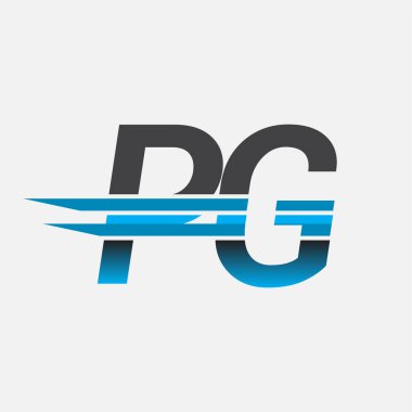 İlk logo PG şirketi adı siyah-mavi, Basit ve Modern Logo Tasarımı.