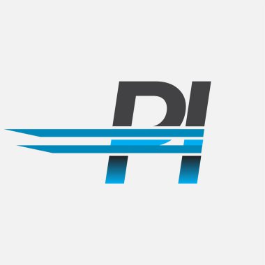 İlk logo PI şirketi adı siyah-mavi, Basit ve Modern Logo Tasarımı.