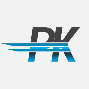 İlk logo PK şirketi adı siyah-mavi, Basit ve Modern Logo Tasarımı.