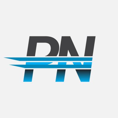 İlk logo PN şirketi adı siyah-mavi, Basit ve Modern Logo Tasarımı.