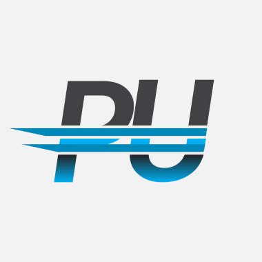 İlk logo PU şirketi adı siyah-mavi, Basit ve Modern Logo Tasarımı.