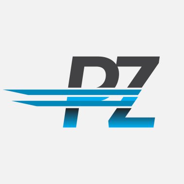İlk logo PZ şirket adı siyah-mavi, Basit ve Modern Logo Tasarımı.