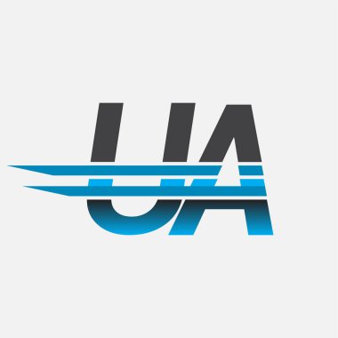 İlk logo UA şirket adı siyah-mavi, Basit ve Modern Logo Tasarımı.