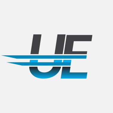 İlk logo UE şirket adı siyah-mavi, Basit ve Modern Logo Tasarımı.