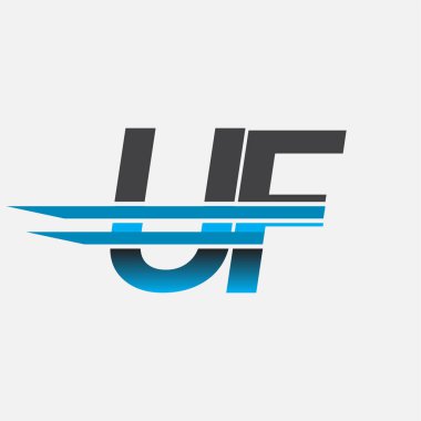 İlk logo UF şirketi adı siyah-mavi, Basit ve Modern Logo Tasarımı.