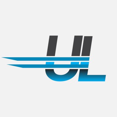 İlk logo UL şirketi adı siyah-mavi, Basit ve Modern Logo Tasarımı.