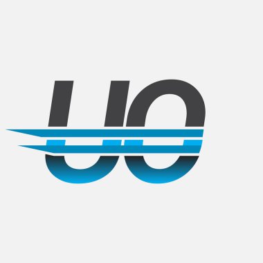 İlk logo UO şirketi adı siyah-mavi, Basit ve Modern Logo Tasarımı.