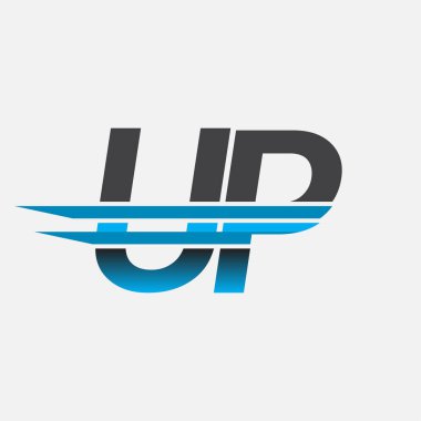İlk logo UP şirket adı siyah-mavi, Basit ve Modern Logo Tasarımı.