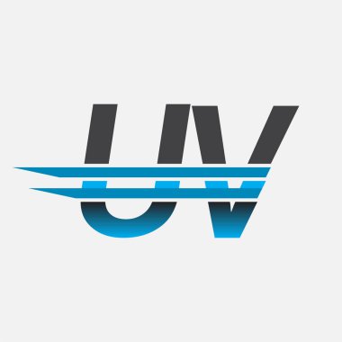 İlk logo UV şirketi adı siyah-mavi, Basit ve Modern Logo Tasarımı.