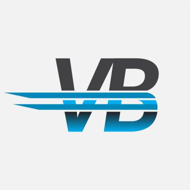 İlk logo VB şirketi adı siyah-mavi, Basit ve Modern Logo Tasarımı.