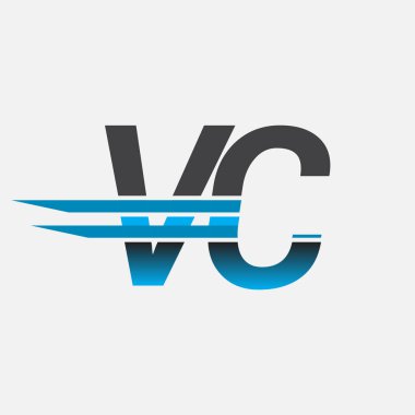 İlk logo VC şirketi adı siyah-mavi, Basit ve Modern Logo Tasarımı.
