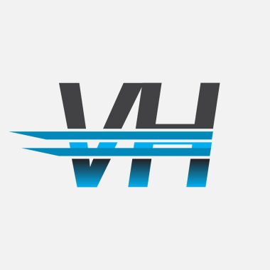 İlk logo VH şirket adı siyah-mavi, Basit ve Modern Logo Tasarımı.