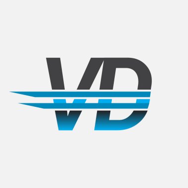 İlk logo VD şirketi adı siyah-mavi, Basit ve Modern Logo Tasarımı.