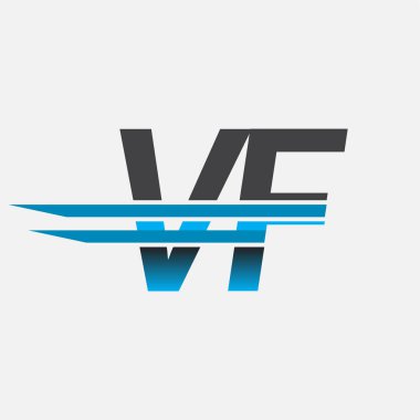 İlk logo VF şirket adı siyah-mavi, Basit ve Modern Logo Tasarımı.