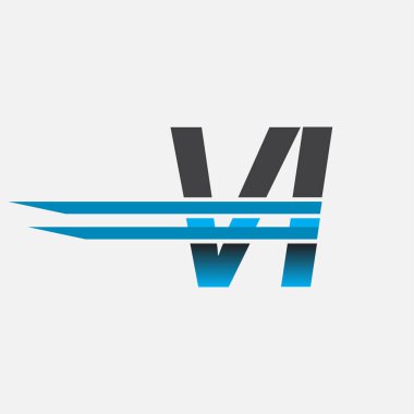 İlk logo VI şirketi adı siyah-mavi, Basit ve Modern Logo Tasarımı.