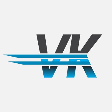 İlk logo VK şirketi adı siyah-mavi, Basit ve Modern Logo Tasarımı.