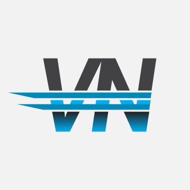 İlk logo VN şirketi adı siyah-mavi, Basit ve Modern Logo Tasarımı.